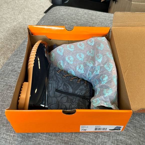 Sporto Shoes - Sporto Navy Blue Floral Tooled Bella Waterproof Lace-Up Duck Boot Zipper…